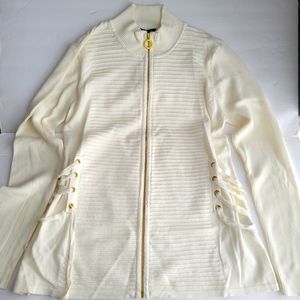 Beldini white/ offwhite longsleeve sweater Zipper Top